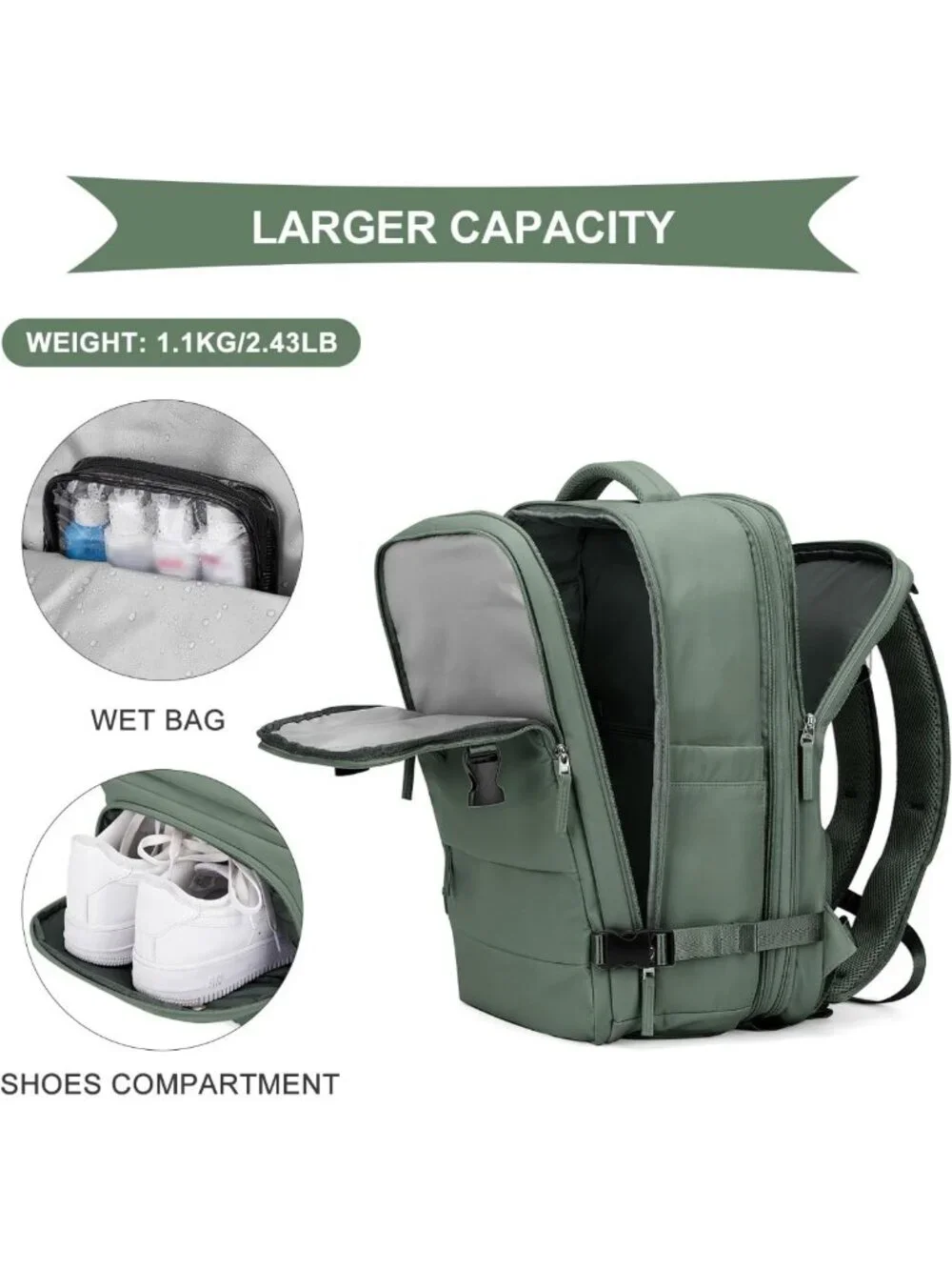 Large Waterproof Travel Backpack for Hiking, Outdoor Sports, Casual Daypack
